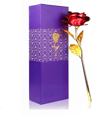 LoveGift Artificial Red Rose with Gift Box | Romantic Love Rose for Valentine`s day Red Rose Artificial Flower(25 cm, Pack of 1, Single Flower)