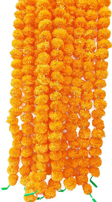 zoanto Orange Marigold Artificial Flower(150 cm, Pack of 10, Garlands)