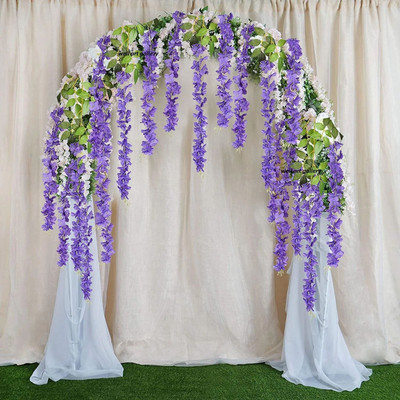 BBB Purple Westeria Artificial Flower(43.2 cm, Pack of 3, Vine & Creepers)