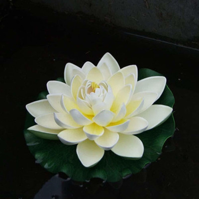 ShreeRadheArts Artificial Floating Lotus Flower Natural Looking for Pool and Home Decoration White Wild Flower Artificial Flower(7 inch, Pack of 1, Single Flower)