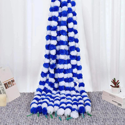 MIFADECOR Marigold Garland Artificial Flowers/Genda Phool Mala/Festive Decor (132cm) Blue, White Marigold Artificial Flower(52 cm, Pack of 10, Garlands)