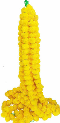 Raga Plus Fluffy Artifical Garland, Used for Home/Office Decoration Yellow Marigold Artificial Flower(54 cm, Pack of 5, Garlands)