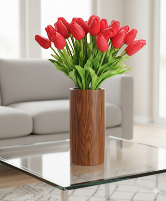 GREEN BAGEECHA Premium Artificial Red Tulip (10 Stems) Red Lotus Artificial Flower(33 cm, Pack of 10, Single Flower)