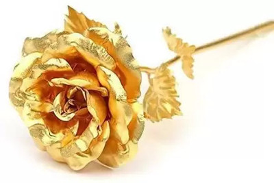 Regallo Gold Rose Artificial Flower(9 inch, Pack of 1, Single Flower)