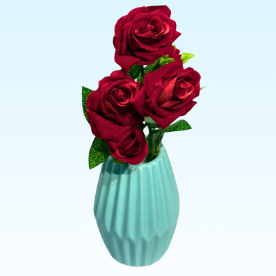 Siyara Creations Red Rose Artificial Flower(32 cm, Pack of 1, Flower Bunch)