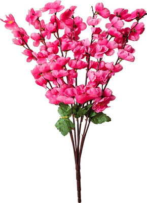KARP (1 Pc) Light Pink with Green Stick & Leaves | Elegant Home & Event Decor | Pink Cherry Blossom Artificial Flower(54 cm, Pack of 1, Flower Bunch)