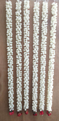 Olive Trees Artificial Jasmine Buds & Rose Strings for Decoration Approx 2.5 ft Pack of 6 White, Red Jasmine Artificial Flower(30 cm, Pack of 6, Vine & Creepers)