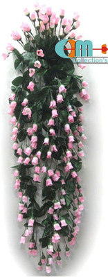 OM COLLECTIONS Artificial Creepers hanging flower Pink Rose Artificial Flower  with Pot(34 cm, Pack of 3, Vine & Creepers)