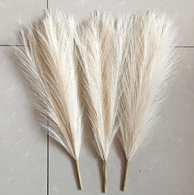 Satyam Kraft 3 Pcs Artificial Dried Pampas Grass For Wedding, Home Decoration - (Off White) White Dried Sticks Artificial Flower(41 cm, Pack of 3, Single Flower)