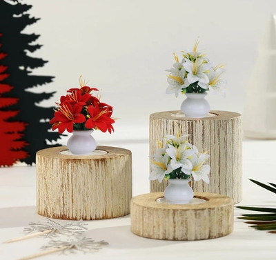 KanRaj artificial lily flowers for decoration set of 3 White, Red Lily Artificial Flower  with Pot(18 cm, Pack of 3, Flower with Basket)