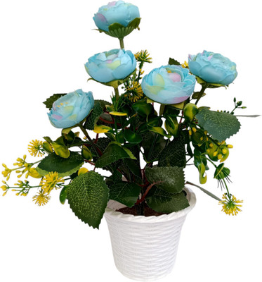 Aadya gifts Gallary Unique flowers Blue Rose Artificial Flower  with Pot(21 cm, Pack of 1, Flower Bunch)