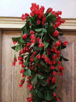 BBB Red Orchids Artificial Flower(36 cm, Pack of 2, Vine & Creepers)