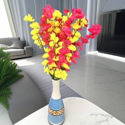 Akaar Cherry Blossomd Yellow, Red Cherry Blossom Artificial Flower(56 cm, Pack of 2, Flower Bunch)