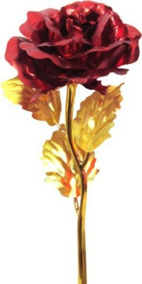 panipat creations 24K Red & Golden Rose With Gift Box  Red Rose Artificial Flower(12 inch, Pack of 1, Single Flower)