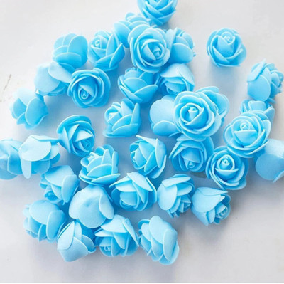 ANKIT TRADERS Artificial Foam Blue Rose Flowers for Decoration | Art and Craft Work Blue Rose Artificial Flower(2 cm, Pack of 50, Flower Bunch)