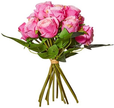 Real PBR Real PBR Artificial Rose Flower Bunches Light/Pink Pink Wild Flower Artificial Flower(12 inch, Pack of 1, Flower Bunch)