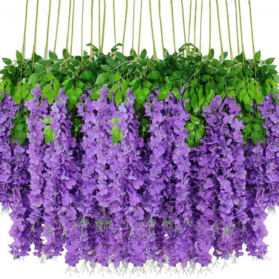 wisteria bliss 3.5 Ft Wisteria Artificial Flower Vine | Home, Festival, and Wedding Decor Purple Westeria Artificial Flower(55 cm, Pack of 1, Flower Bunch)