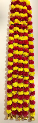 DEITY DT LIFE STYLES ARTIFICIAL MARIGOLD RED YELLOW FLOWER HANGING GARLAND ( RYLB ) PACK OF 5 Red, Yellow Marigold Artificial Flower(60 inch, Pack of 5, Garlands)