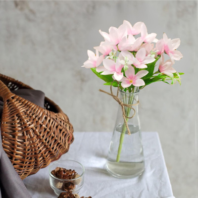 Satyam Kraft 1 Pc Artificial Rain Lily Flower for Gifting,Home Decor,Office,Bedroom, Balcony Pink Lily Artificial Flower(12 cm, Pack of 1, Flower Bunch)