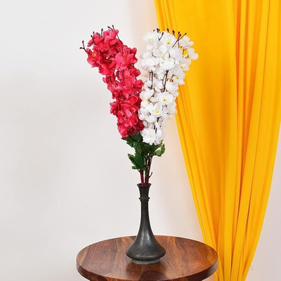 blue penguin Beautiful and Brite Artificial Flower, Blossom for the Home, Garden, sticks-stem bunch for vase/vases. White, Pink Orchids Artificial Flower(22 inch, Pack of 2, Flower Bunch)