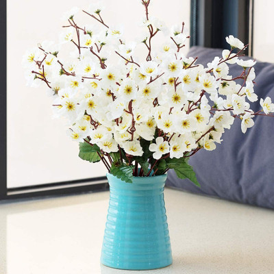 MotiRaj artificial blossom flowers for décor blossom flower for home office decoration White Cherry Blossom Artificial Flower(55 cm, Pack of 1, Flower Bunch)