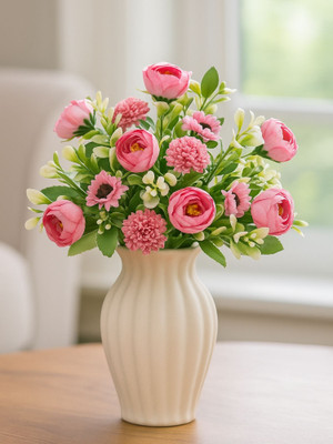 Artsy Artificial Peony Flower Bunch – Pack of 2 Maroon, Pink Peony Artificial Flower(13.7 cm, Pack of 2, Flower Bunch)