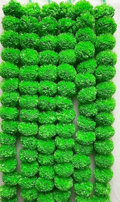 GGT Green Marigold Artificial Flower(125 cm, Pack of 32, Garlands)