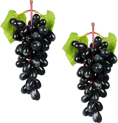 CRYSTU Artificial Hanging Black Grapes Fruits For Home And Kitchen Decoration Artificial Fruit(Set of 2)