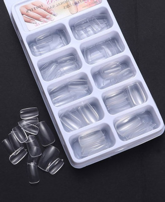 LILLYAMOR East to use Perfect Natural Reusable Artificial Nail Tips Best False Nails Transparent(Pack of 100)