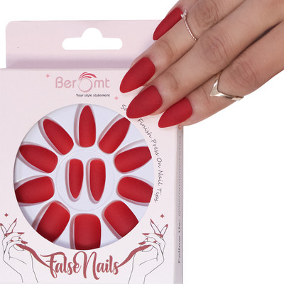 BEROMT PREMIUM MATTE NAILS 448 RED(Pack of 12)
