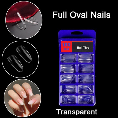 FELICECHIARA 100 Pcs False Style Fake Acrylic Nail TRANSPARENT TRANSPARENT(Pack of 100)