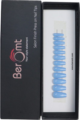BEROMT PREMIUM GLOSSY NAILS - 420 Blue(Pack of 12)