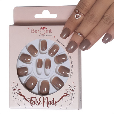 BEROMT PREMIUM GLOSSY NAILS - 448 Brown(Pack of 12)