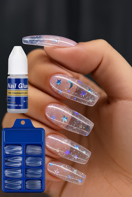 GTC Glamora CrystalClear Pro Tips – 100pcs with Nail Glue Transparent(Pack of 100)