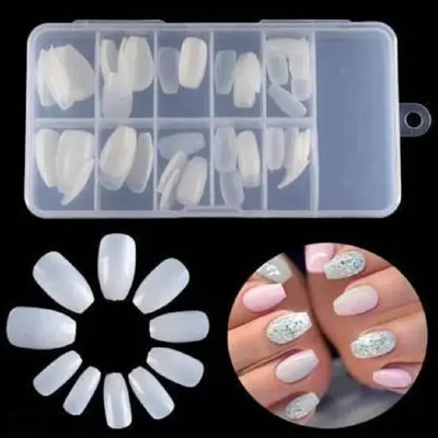 Gabbu Professional 100-Piece Artificial Nails Set - 100 White nail WHITE(Pack of 100)