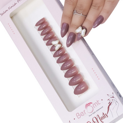 BEROMT BUTTERFLY CHARM FALSE NAILS - 22 PURPLE(Pack of 12)