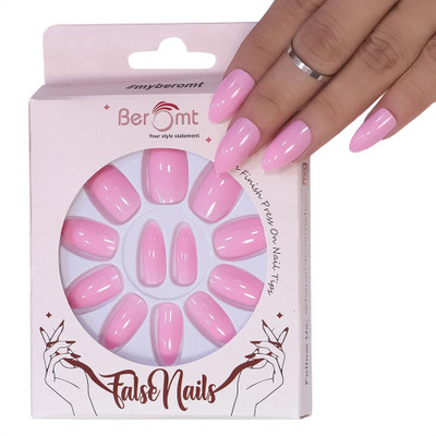 BEROMT PREMIUM GLOSSY NAILS - 443 Purple(Pack of 12)