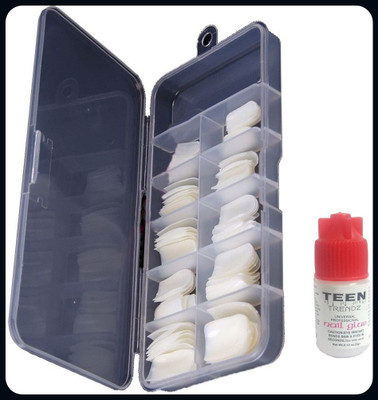 AuraSkin NEW Gorgeous Fake nails 100 Pcs Reuseable Transparent Artificial Nail-new transparent(Pack of 100)