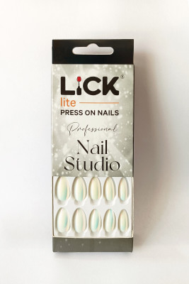 Lick - Press on Nails fake nails_Nail Press-n1_844 White Holographic Chromatic Stiletto(Pack of 14)