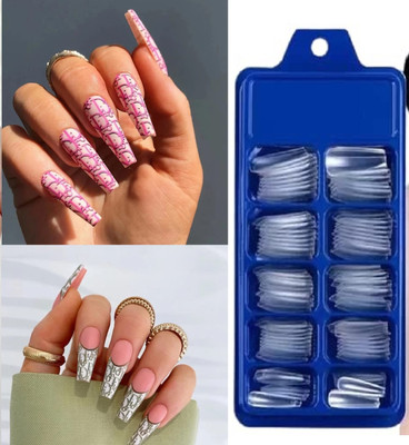 FELICECHIARA All Size Fake 100 nails TRANSPARENT(Pack of 100)