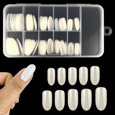 WOONGMI Artificial Nails Set With 100Pc & Long Lasting Off White(Pack of 100)