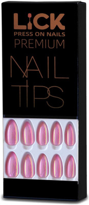 Lick - Press on Nails 12 Pcs Pink Chromatic Reusable Fake/False Acrylic Nails With Application Kit-968 Pink(Pack of 12)