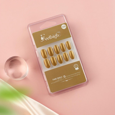 feelhigh 24 Press On Nails Tips Natural Reusable Stick on Nails A66(Pack of 24)