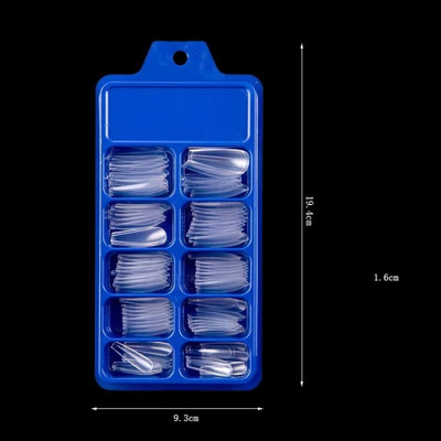 JANOST 3D Easy to use Nails, 100 Reusable Artificial Fake Nail Set Transparent(Pack of 100)