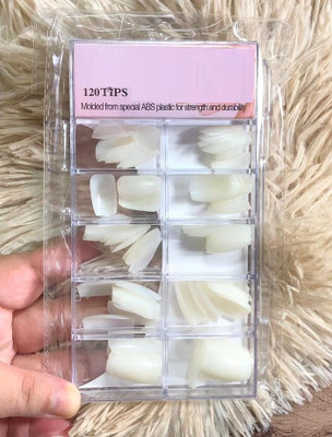 luzimaisa Full Nail Tips Set Press on Nails Women Artificial White(Pack of 100)