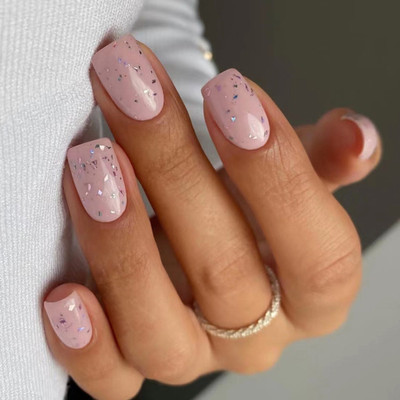 kyiesh Reusable Sparkling Designer Press on Nails Pink(Pack of 24)