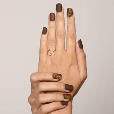 Lick - Press on Nails Artificial NailsSet Matte Brown Matte Chocolate Brown(Pack of 12)