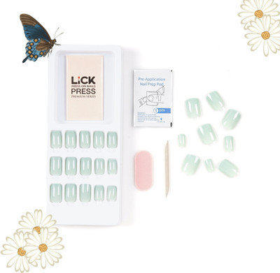 Lick - Press on Nails FB421 Artificial Nails and Fake Nails Set Grey(Pack of 24)