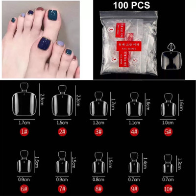 LikeUp Transparent/Clear 100PCS False Nails Artificial Clear DIY False Toe Nails Transparent(Pack of 100)