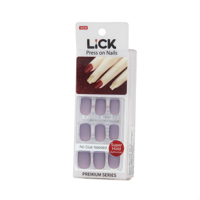 Lick - Press on Nails 24 Pcs Matte Purple Artificial/False/Fake Reusable Nails Acrylic Nails Extension Square Shape Matte Ombre Grey(Pack of 24)